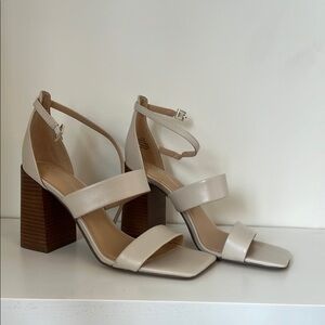 Calvin Klein Cream Strappy Block Heel Sandals